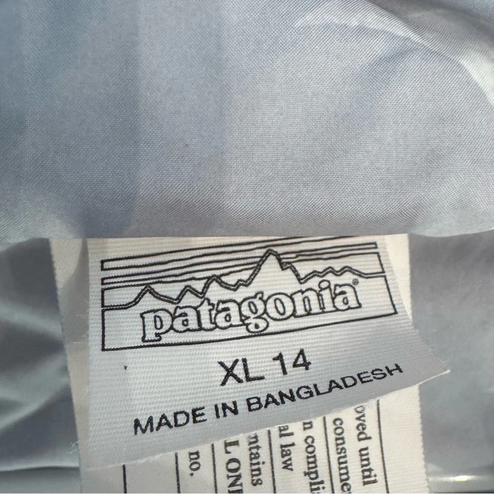 Patagonia Reversible Puffer Jacket Kids XL 14 Gray Colorblock Moon Polka Dot